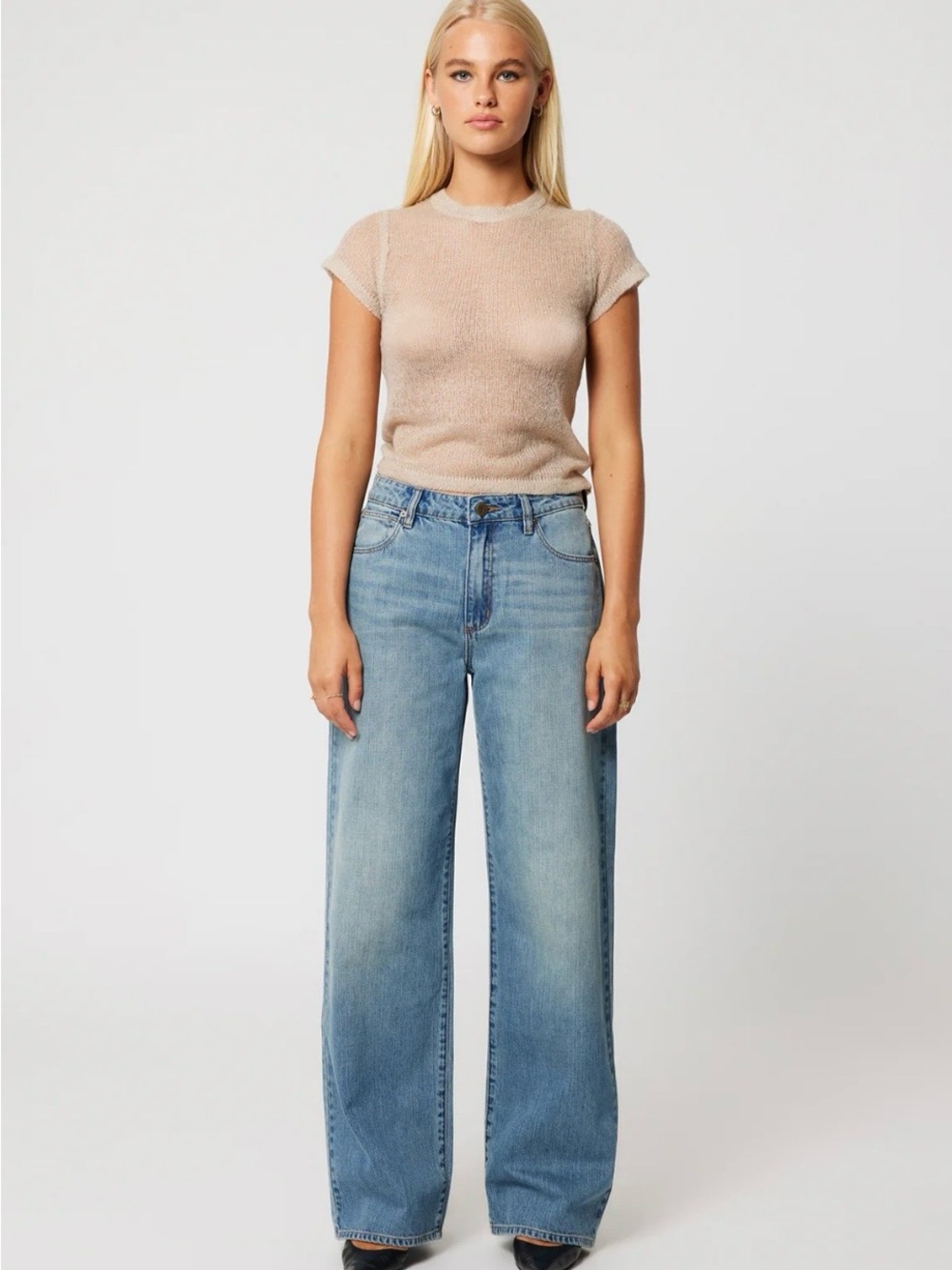 Abrand Wide Leg High-Rise Jeans in Light Blue